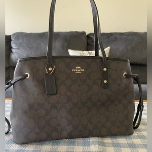 Coach Signature Drawstring Carryall Shoulder Bag